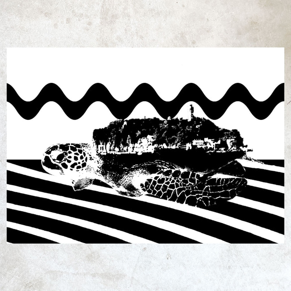 「海龜×江之島」A4室內海報與木框 第2張的照片