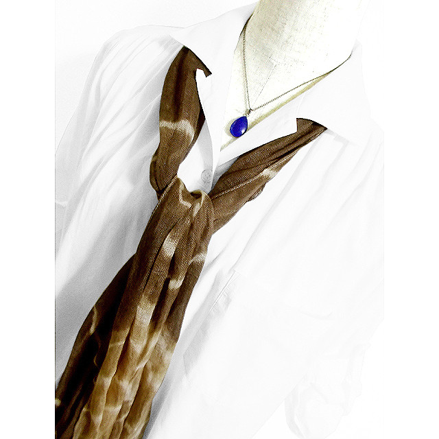 麻ストール（四角絞り染）（茶色濃淡）