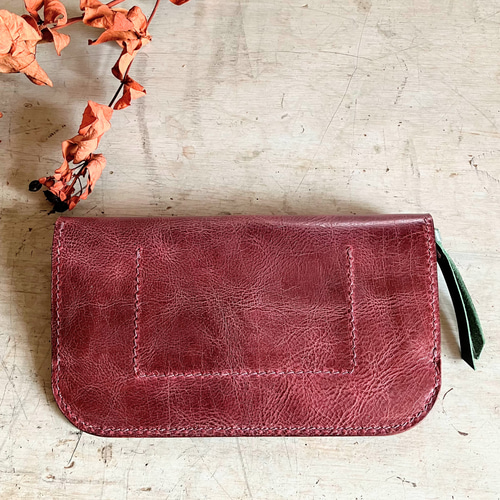ハンドメイド 長財布 本革 二つ折り 牛革 レディース 手作り