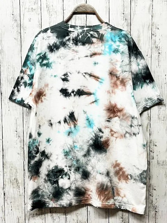 タイダイ染め Tシャツ　Lサイズ　グリーン×ブラウンミックス　ムラ染め　 Hippies Dye HD21-03 3枚目の画像