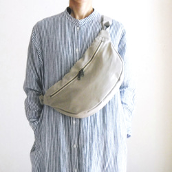ボディバッグ ショルダー「MIKADUKI」/グレイッシュベージュ/11号帆布