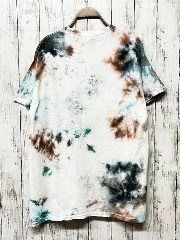 タイダイ染め　Tシャツ　Mサイズ　グリーン×ブラウン ムラ染め　Hippies Dye HD21-05 3枚目の画像