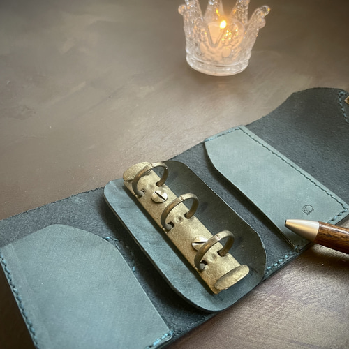 お財布手帳】 本革 システム手帳 ミニ3穴 手帳 財布 （水色） その他