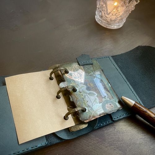 お財布手帳】 本革 システム手帳 ミニ3穴 手帳 財布 （水色） その他