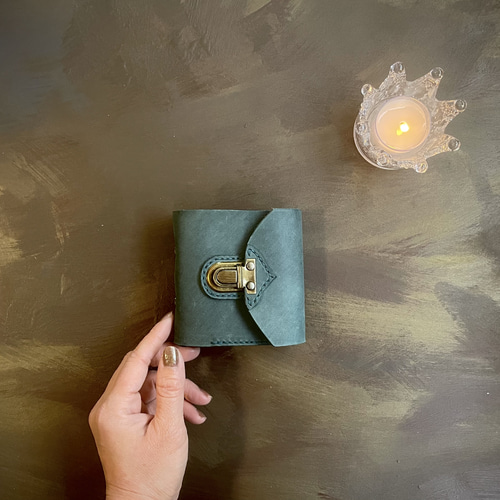 お財布手帳】 本革 システム手帳 ミニ3穴 手帳 財布 （水色） その他