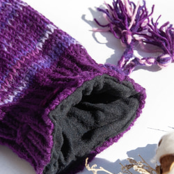 手織純羊毛針織襪套/編織羊毛襪套/內刷毛襪套/保暖襪套-紫色漸層 北歐針織編織 情人節禮物聖誕節交換禮物 好友生日禮物 第6張的照片