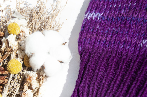 手織純羊毛針織襪套/編織羊毛襪套/內刷毛襪套/保暖襪套-紫色漸層 北歐針織編織 情人節禮物聖誕節交換禮物 好友生日禮物 第3張的照片