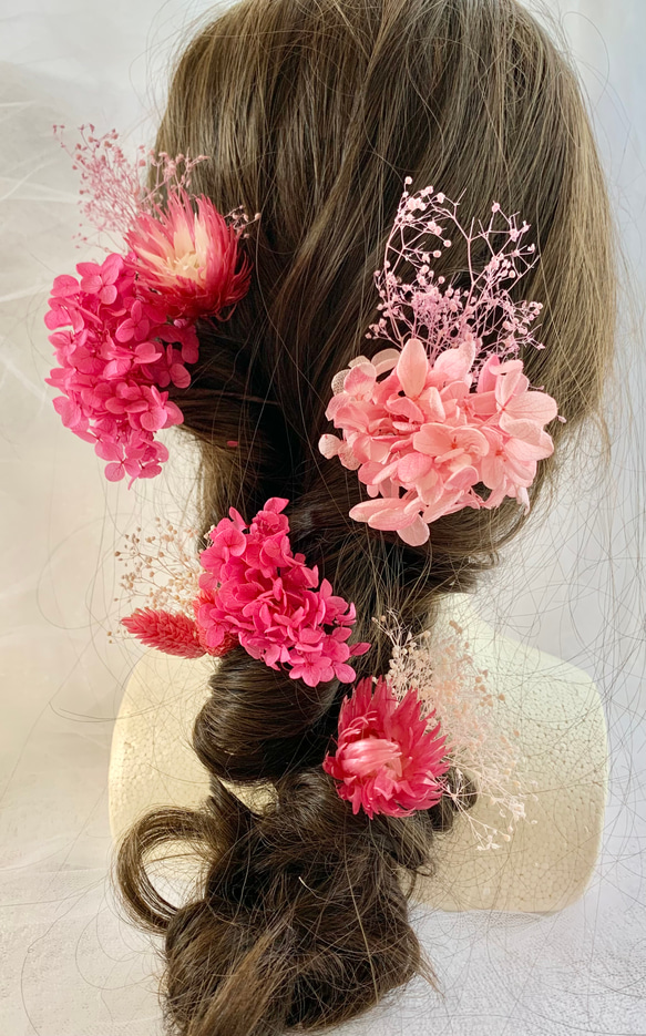 ヘアアクセサリー【ピンク】ヘッドドレス  ブライダル 成人式 ウエディング 1枚目の画像
