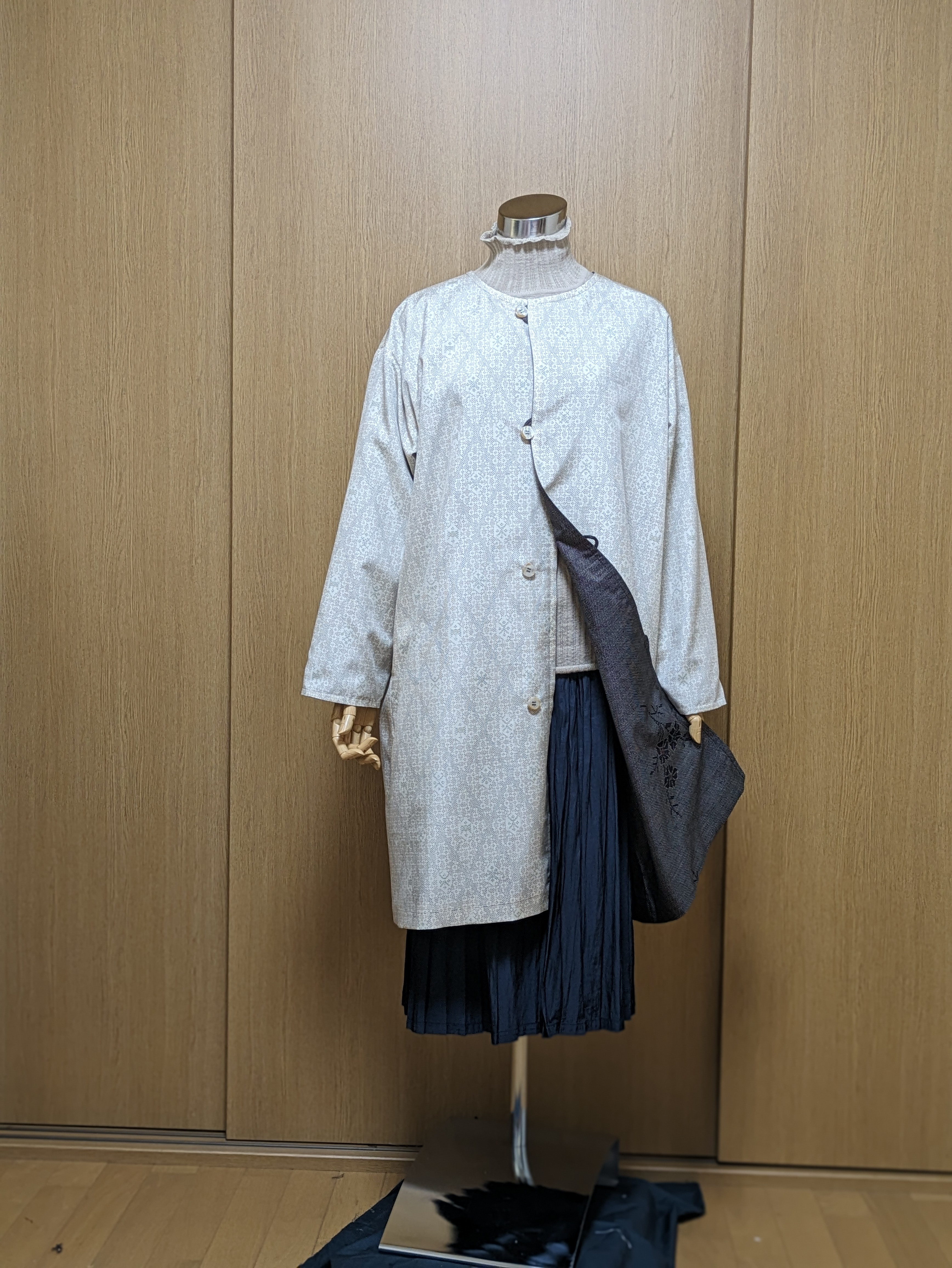 SOLD 着物リメイク リバーシブルコート 大島紬FREE SIZE