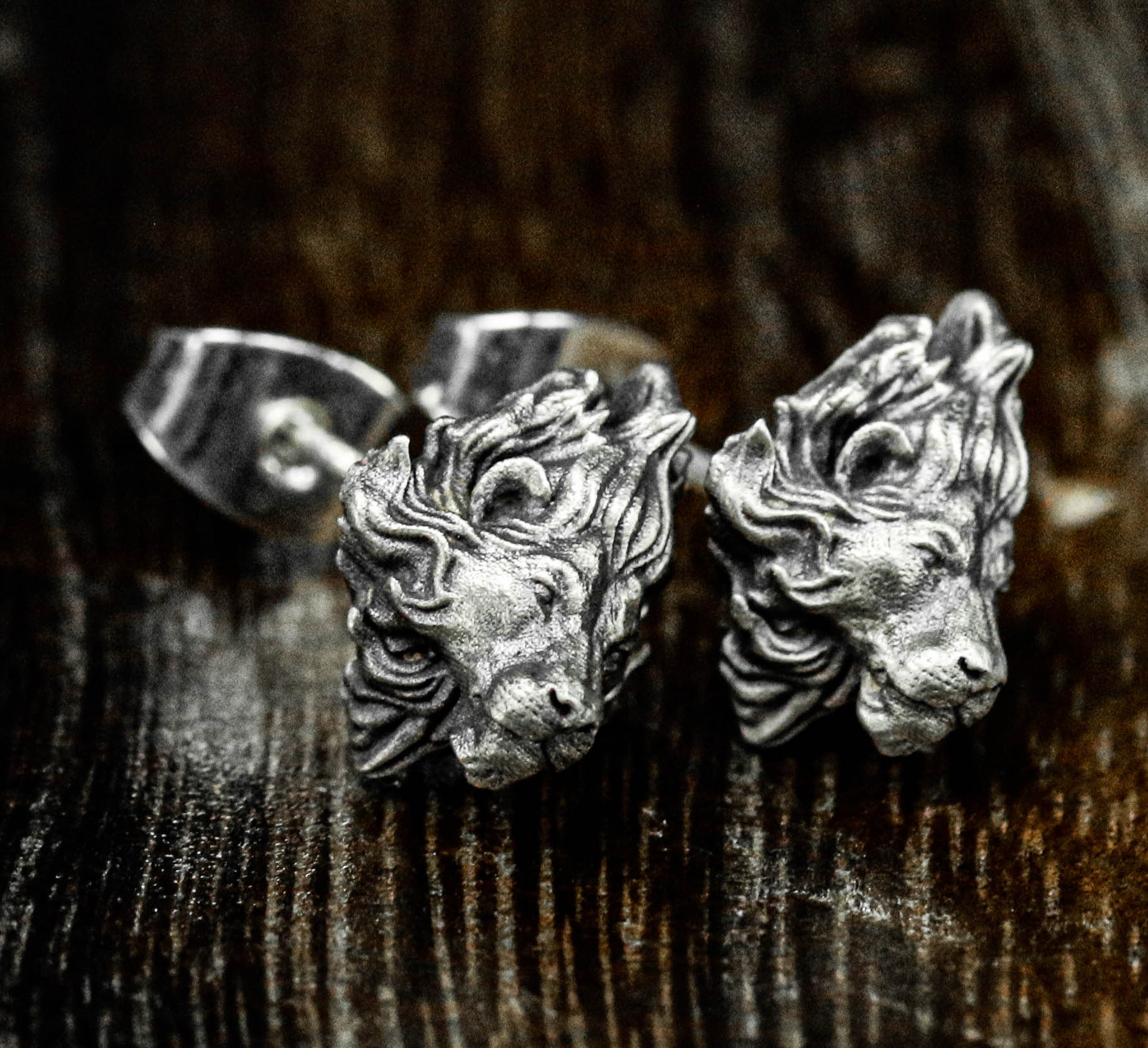 ライオン・ヘッド・シルバー・イヤリング