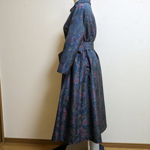 SOLD 着物リメイク ワンピース 大島紬 M〜L ワンピース さらあお SOLD 着物リメイク ワンピース 大島紬 M〜L ワンピース さらあお