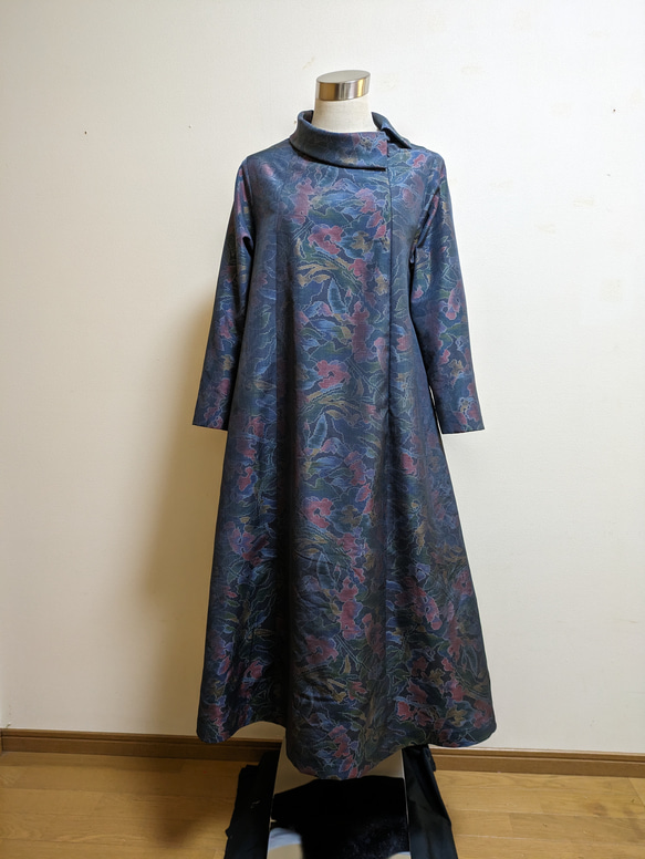 SOLD 着物リメイク ワンピース 大島紬 M〜L ワンピース さらあお SOLD 着物リメイク ワンピース 大島紬 M〜L ワンピース さらあお