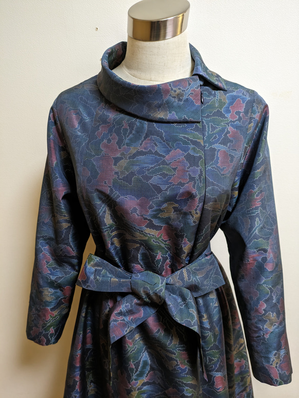 SOLD　着物リメイク　ワンピース　大島紬　M〜L 