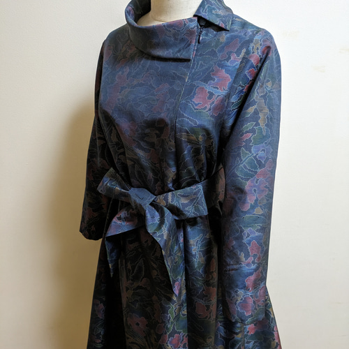 SOLD 着物リメイク ワンピース 大島紬 M〜L ワンピース さらあお 通販