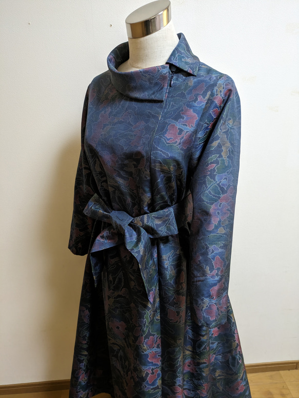 SOLD　着物リメイク　ワンピース　大島紬　M〜L 