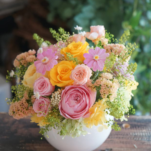 フラワーアレンジ 花瓶付き　大　造花無し アレンジメント プリザーブドフラワー フラワーアレンジ 花瓶付き 大 造花無し アレンジメント プリザーブド