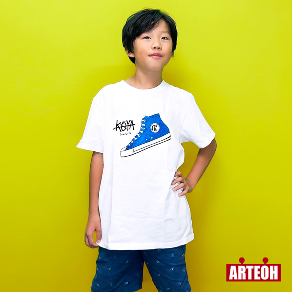 名前入り スニーカーTシャツ チーム ペア お揃い 出産祝い プレゼント キッズ ベビー 子供服 ストリート 3枚目の画像