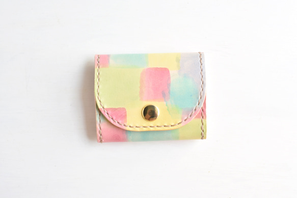 革の手染め財布「パステル姫  No.230（ボックス型小銭入れ/コインケース）」 1枚目の画像