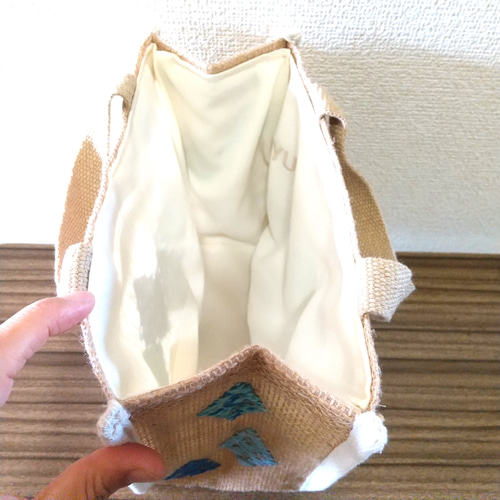 喜ばれる誕生日プレゼント トートバッグ ジュート こぎん刺し 手提げ ハンドメイド裏地付き バッグ