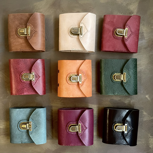 marinページ★ お財布一体型システム手帳　ミニ6 牛革　コンパクト財布 お財布手帳】 本革 システム手帳 ミニ3穴 手帳 財布 （グリーン