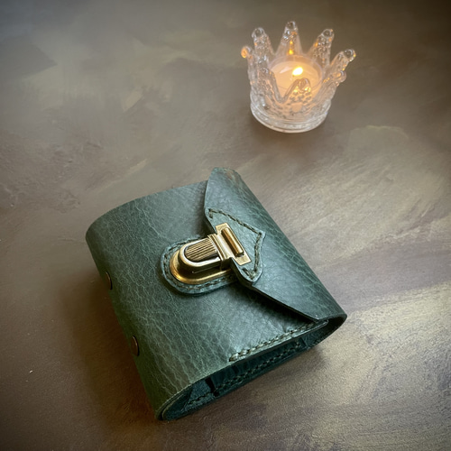 お財布手帳】 本革 システム手帳 ミニ3穴 手帳 財布 （グリーン