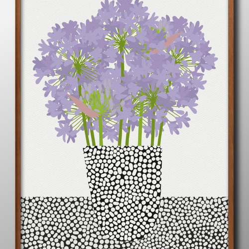 配送員設置 14077□アートポスター 絵画 A3サイズ『アガパンサス 花 絵画