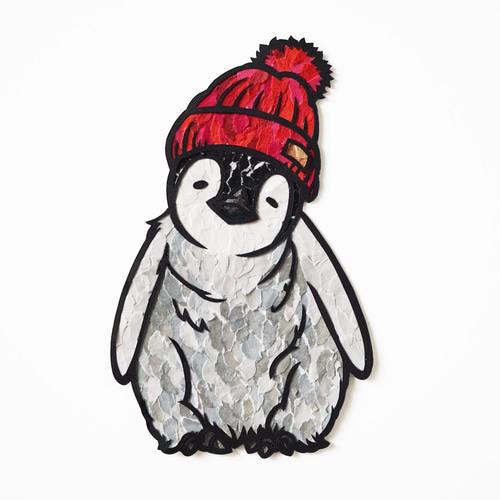 ちぎり絵×切り絵】原画アート 『co-co（ペンギンのココ）』 絵画 紙の