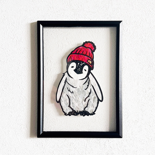 ちぎり絵×切り絵】原画アート 『co-co（ペンギンのココ）』 絵画 紙の