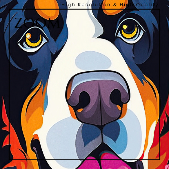 【花とバーニーズマウンテン犬の夢の世界 No.4】アートポスター 犬の絵 犬の絵画 犬のイラスト 3枚目の画像
