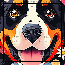 【花とバーニーズマウンテン犬の夢の世界 No.5】アートポスター 犬の絵 犬の絵画 犬のイラスト 3枚目の画像