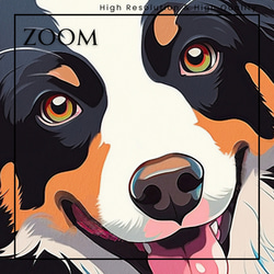 【花とボーダーコリー犬の夢の世界 No.2】アートポスター 犬の絵 犬の絵画 犬のイラスト 3枚目の画像