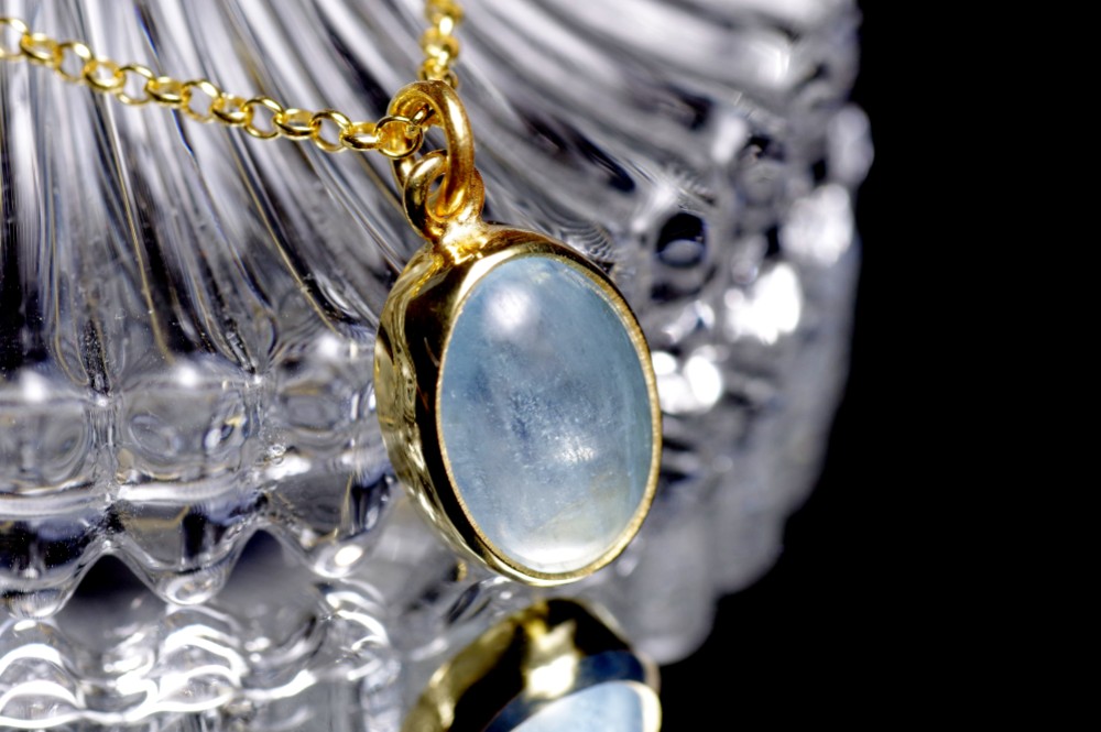 20％OFF SALE**New『アクアマリン』世界でひとつの天然石ネックレスsv925+22kgf**3,2crts