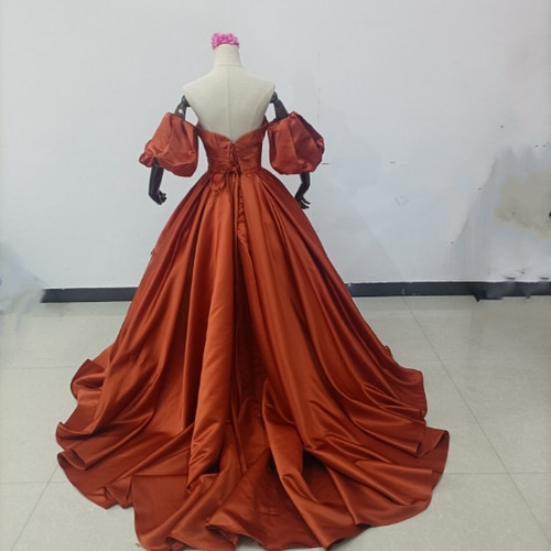 送料無料！人気上昇！パーティードレス テラコッタ色 テラコッタ ベア  