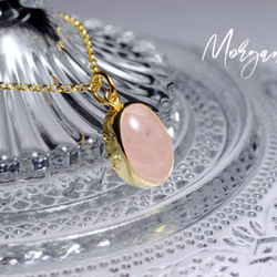 20％OFFネックレスフェア***New『Morganite』世界でひとつの天然石ネックレスsv925 + 22kgf 3枚目の画像