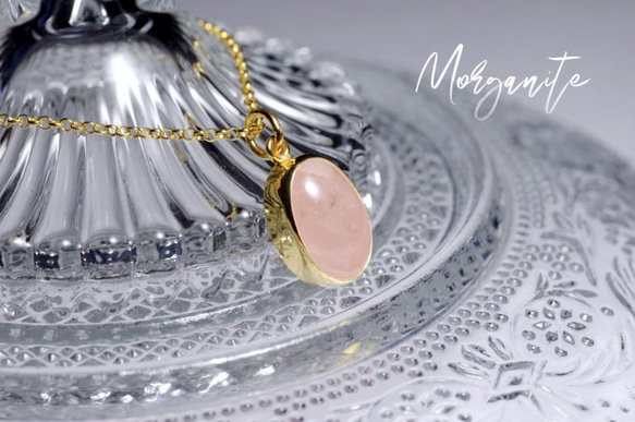 20％OFFネックレスフェア***New『Morganite』世界でひとつの天然石ネックレスsv925 + 22kgf 3枚目の画像