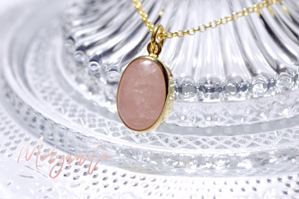 20％OFFネックレスフェア***New『Morganite』世界でひとつの天然石ネックレスsv925 + 22kgf 4枚目の画像