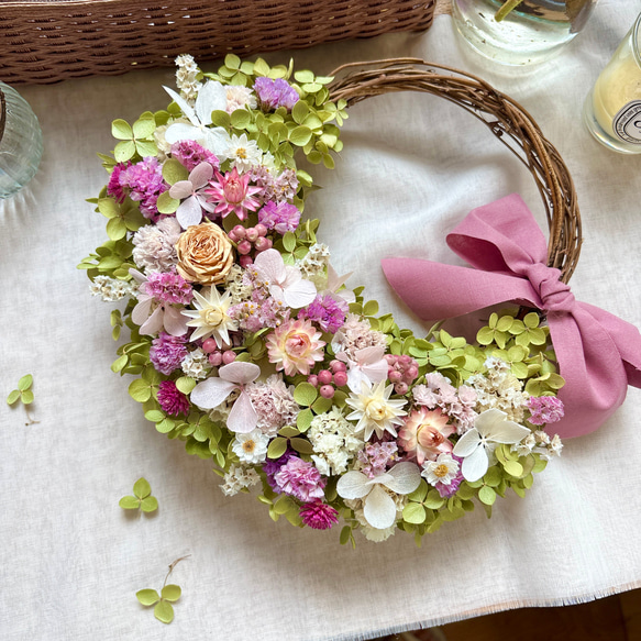 ＊Natural＊ピンクの小花のリース＊ドライフラワーリース Natural＊ピンクの小花のリース＊ドライフラワーリース ドライフラワー