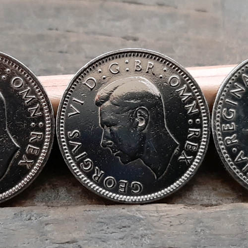 幸せのシックスペンスコイン イギリス ラッキー6ペンス 3枚セット 1948