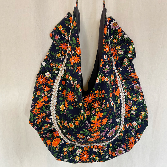 flower frill shoulder bag  (navy) 9枚目の画像