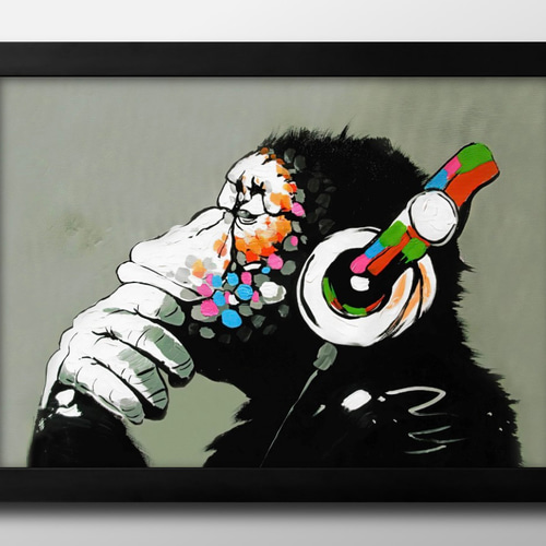 9020□アートポスター 絵画 A3サイズ『バンクシー DJモンキー