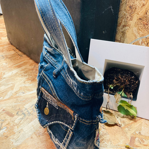 デニムリメイクトートバッグ ハンドメイド トートバッグ M.MARI