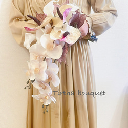 ヘッドピース付き和装ブーケ　ブライダルブーケ　アーティフィシャル ウェディングブーケ（アーティフィシャルフラワー）ヴィンテージ