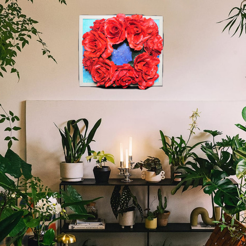 油絵 絵画 ミモザリース【四切木製】