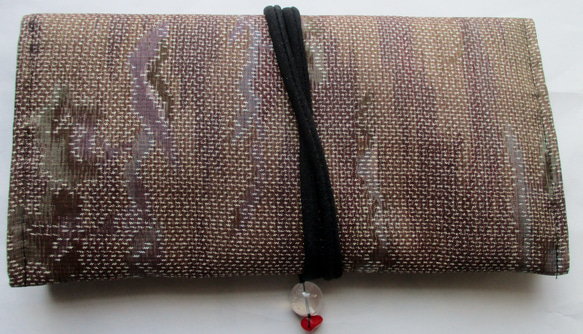 ７５４４　色大島紬の着物で作った和風財布・ポーチ＃送料無料 2枚目の画像