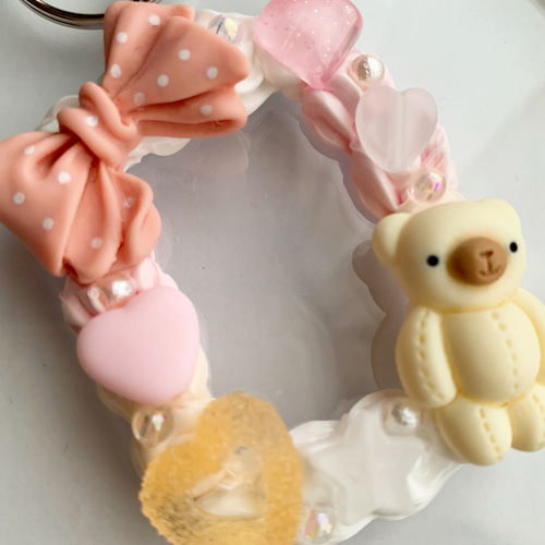 フォトインキーホルダー　円形　推し活　ブルー　ホイップデコ　キーホルダー c32c01078d5e5335e5e094c2b50230