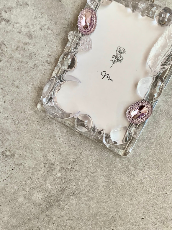 【B8トレカキーホルダー】再販 硬質ケース 『 clear 』 no. 202 透明/クリア/ビジュー/パープル/紫 4枚目の画像