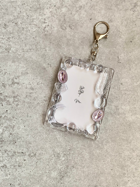 【B8トレカキーホルダー】再販 硬質ケース 『 clear 』 no. 202 透明/クリア/ビジュー/パープル/紫 5枚目の画像