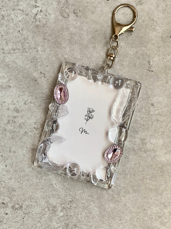 【B8トレカキーホルダー】再販 硬質ケース 『 clear 』 no. 202 透明/クリア/ビジュー/パープル/紫 1枚目の画像