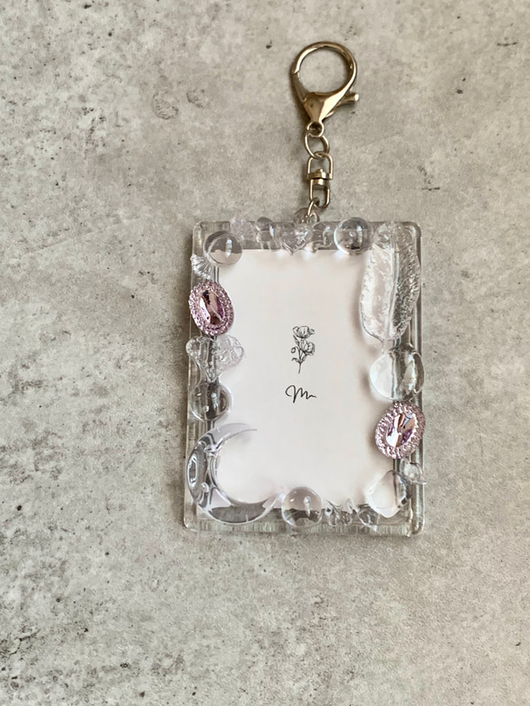 【B8トレカキーホルダー】再販 硬質ケース 『 clear 』 no. 202 透明/クリア/ビジュー/パープル/紫 2枚目の画像