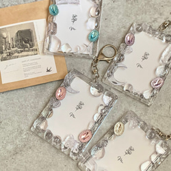 【B8トレカキーホルダー】再販　硬質ケース 『 clear 』 no. 201 透明/クリア/ビジュー/シルバー 6枚目の画像